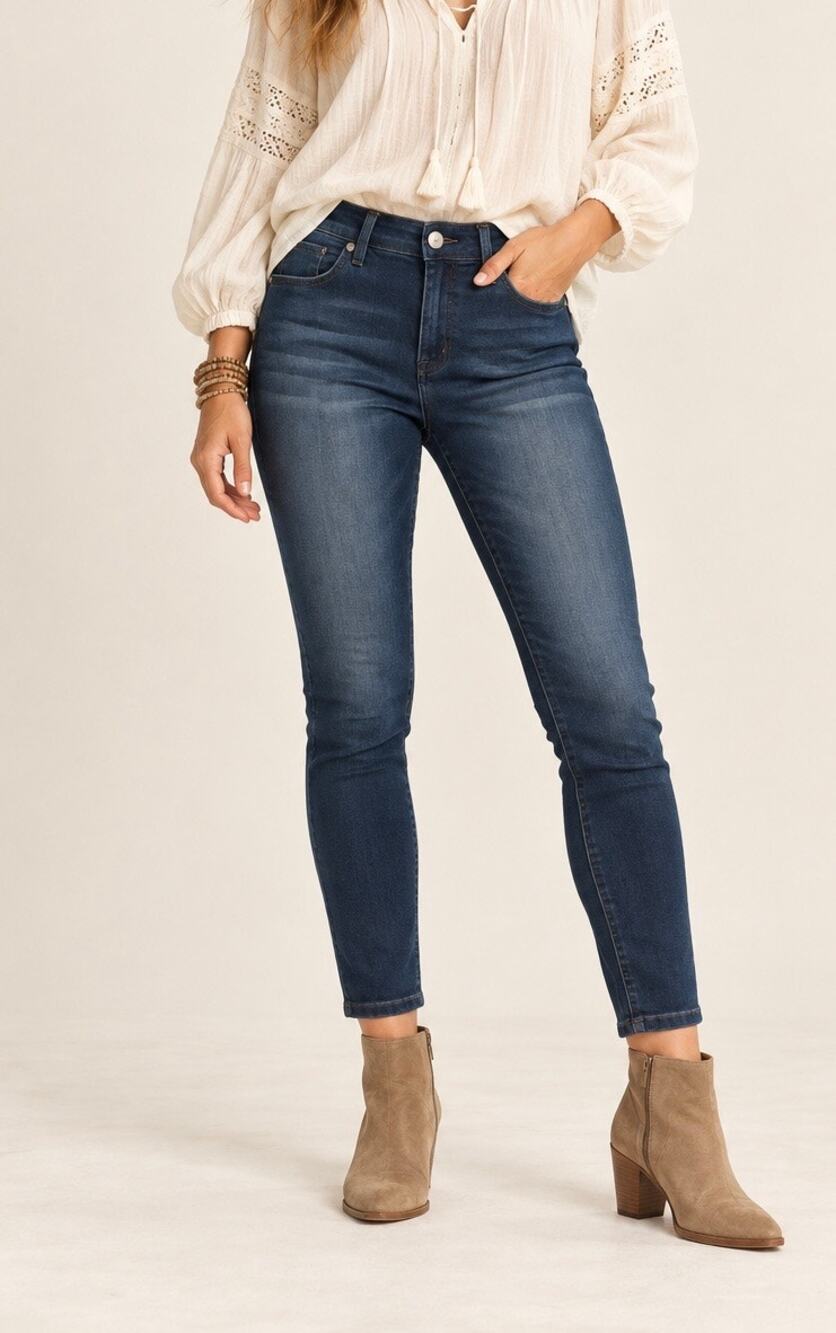 NWT 1822 Denim Ankle Skinny Jeans Size 12 Dark Blue